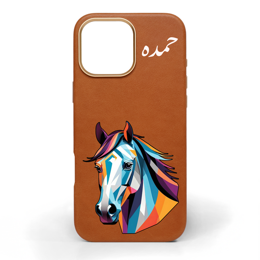 Technicolor Horse Hand-Painted Leather Phone Case