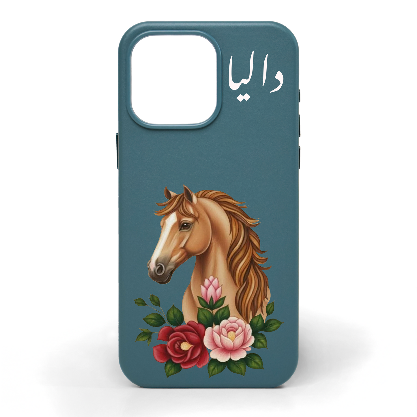 Golden Stallion Hand-Painted Leather Phone Case
