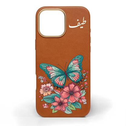 Where Flowers Fly Hand-Painted Leather Phone Case