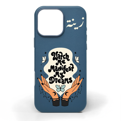 Watch Me Manifest Hand-Painted Leather Phone Case