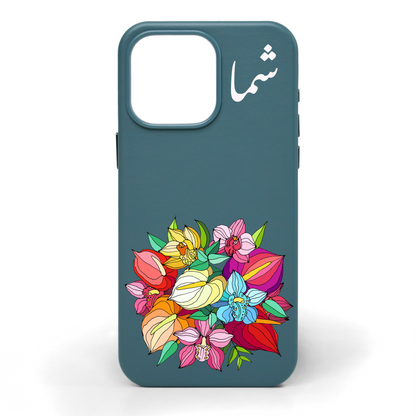 Orchid Bouquet Hand-Painted Leather Phone Case