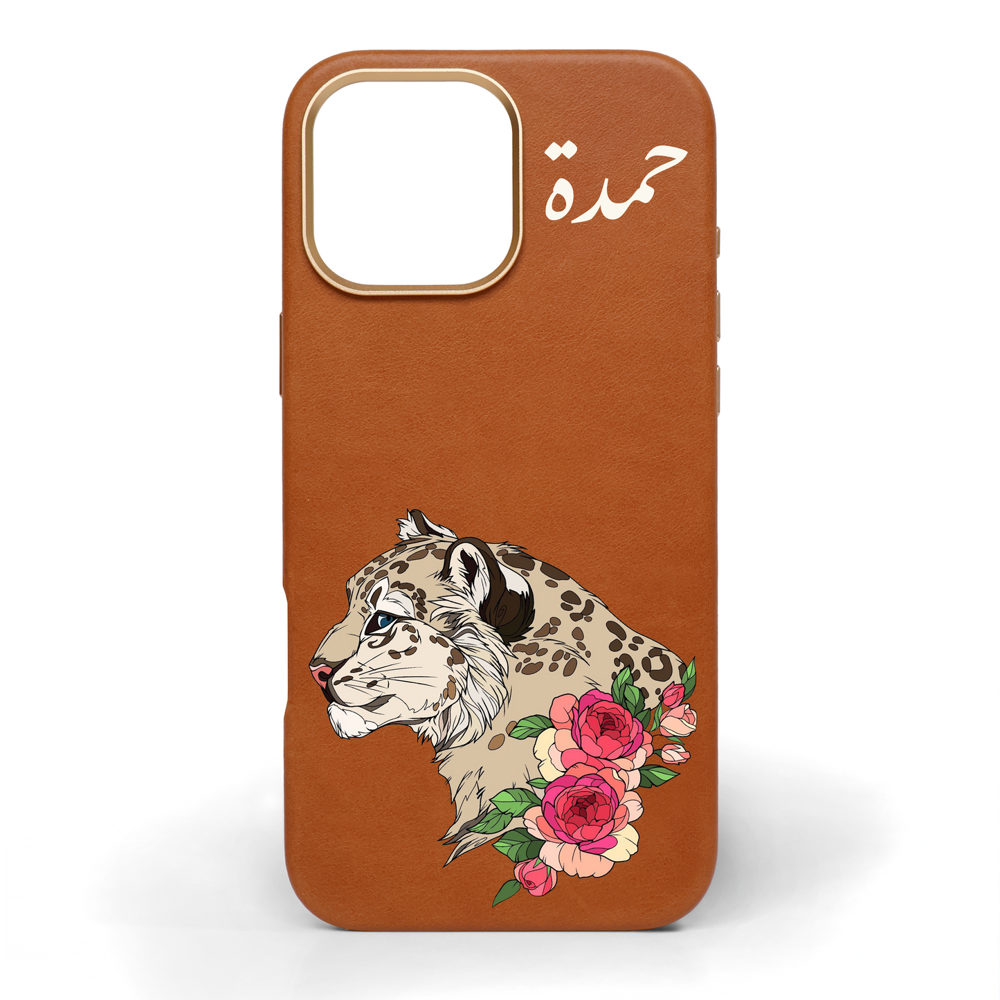 Leopard Grace Hand-Painted Leather Phone Case