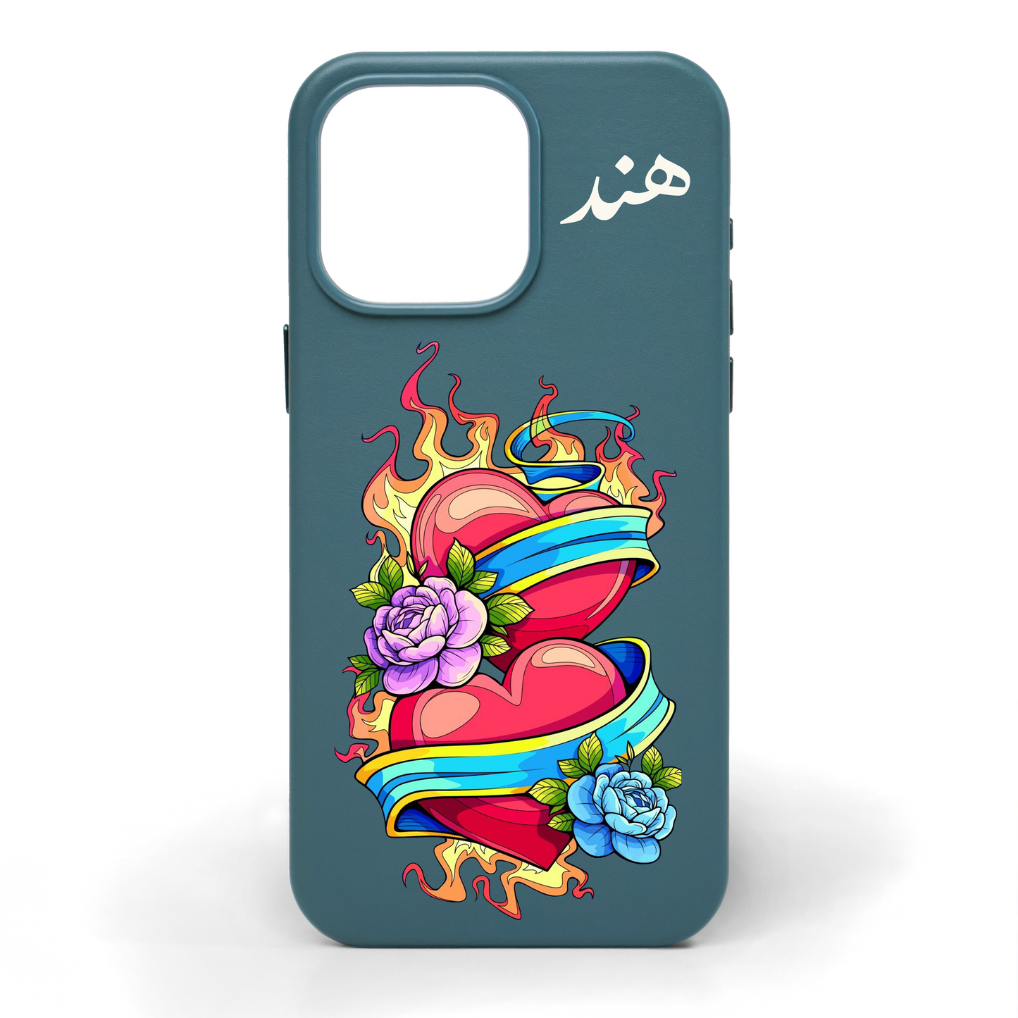 Hearts Entwined Hand-Painted Leather Phone Case