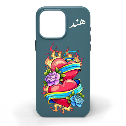 Hearts Entwined Hand-Painted Leather Phone Case