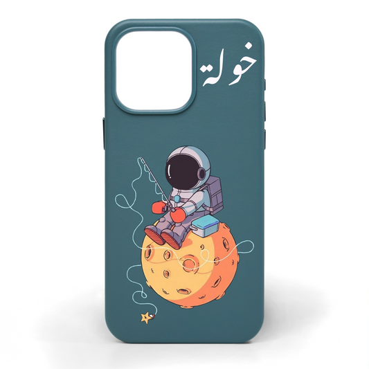 Astronaut Hand-Painted Leather Phone Case
