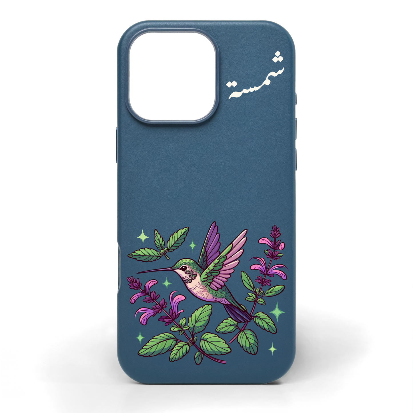 Emerald Wings Hand-Painted Leather Phone Case