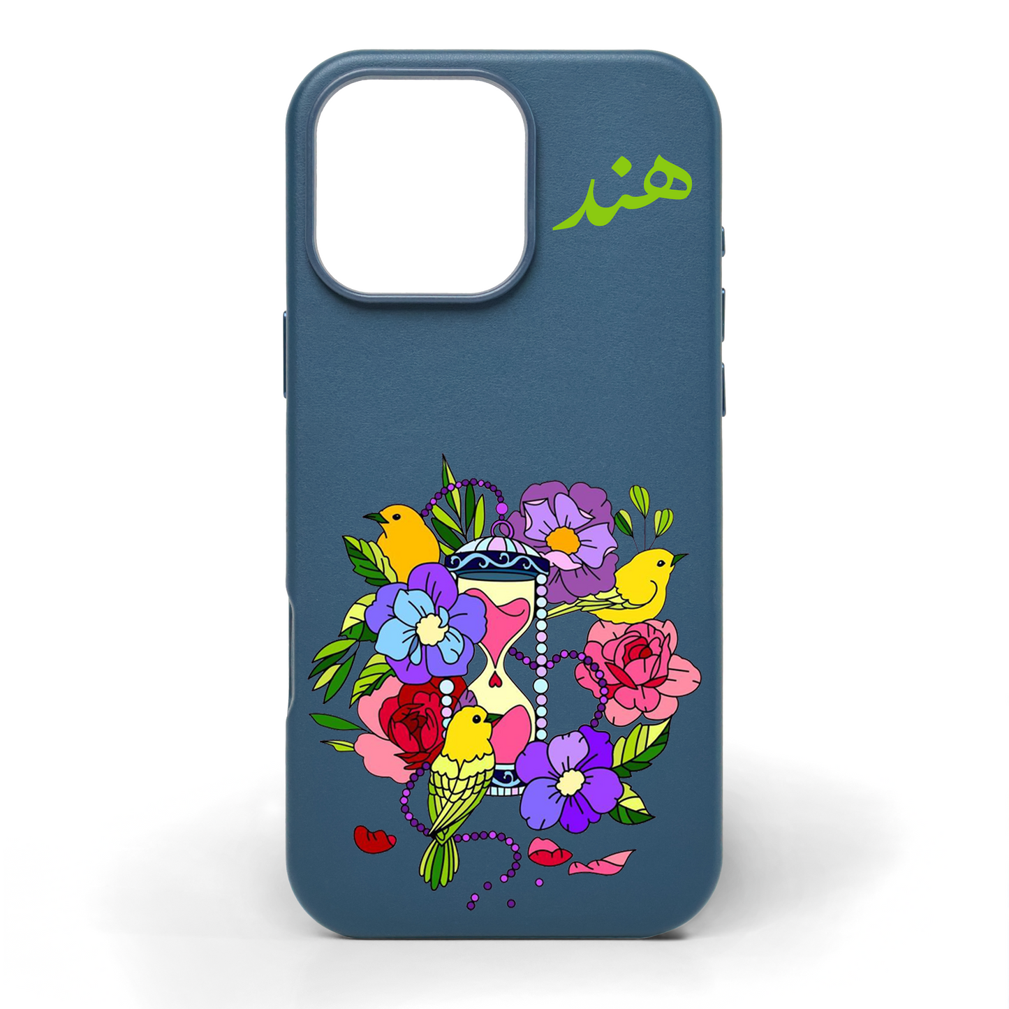 Birds of Time Hand-Painted Leather Phone Case
