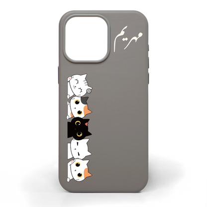 Cat Tower Hand-Painted Leather Phone Case