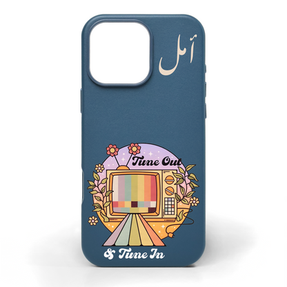 Tune Out & Tune In Hand-Painted Leather Phone Case
