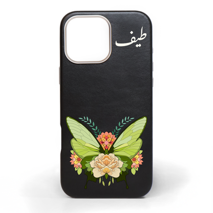 Butterfly Garden Hand-Painted Leather Phone Case