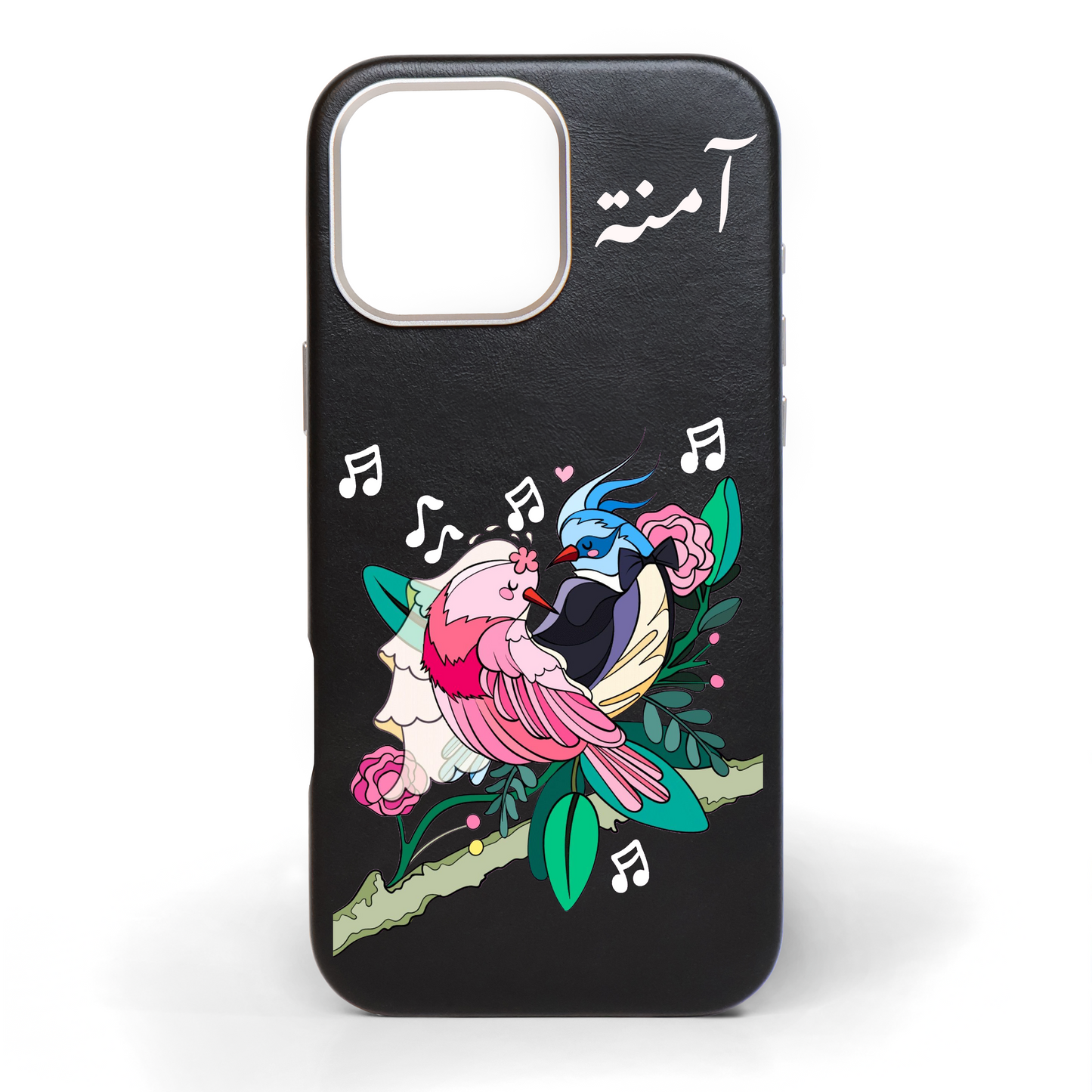 Love Birds Hand-Painted Leather Phone Case