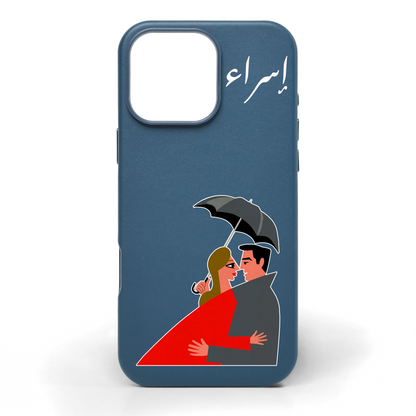 Hearts in the Rain Hand-Painted Leather Phone Case