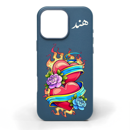 Hearts Entwined Hand-Painted Leather Phone Case