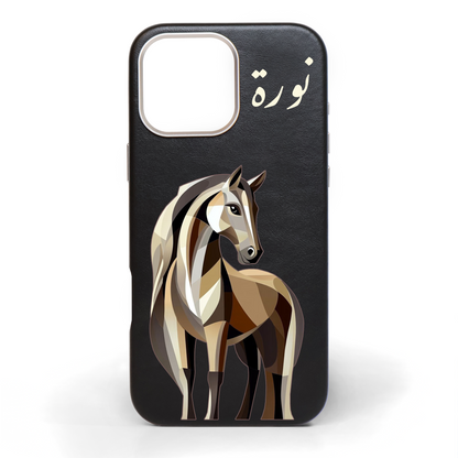 حصان برونزي - كفر جلد مرسوم يدويًا