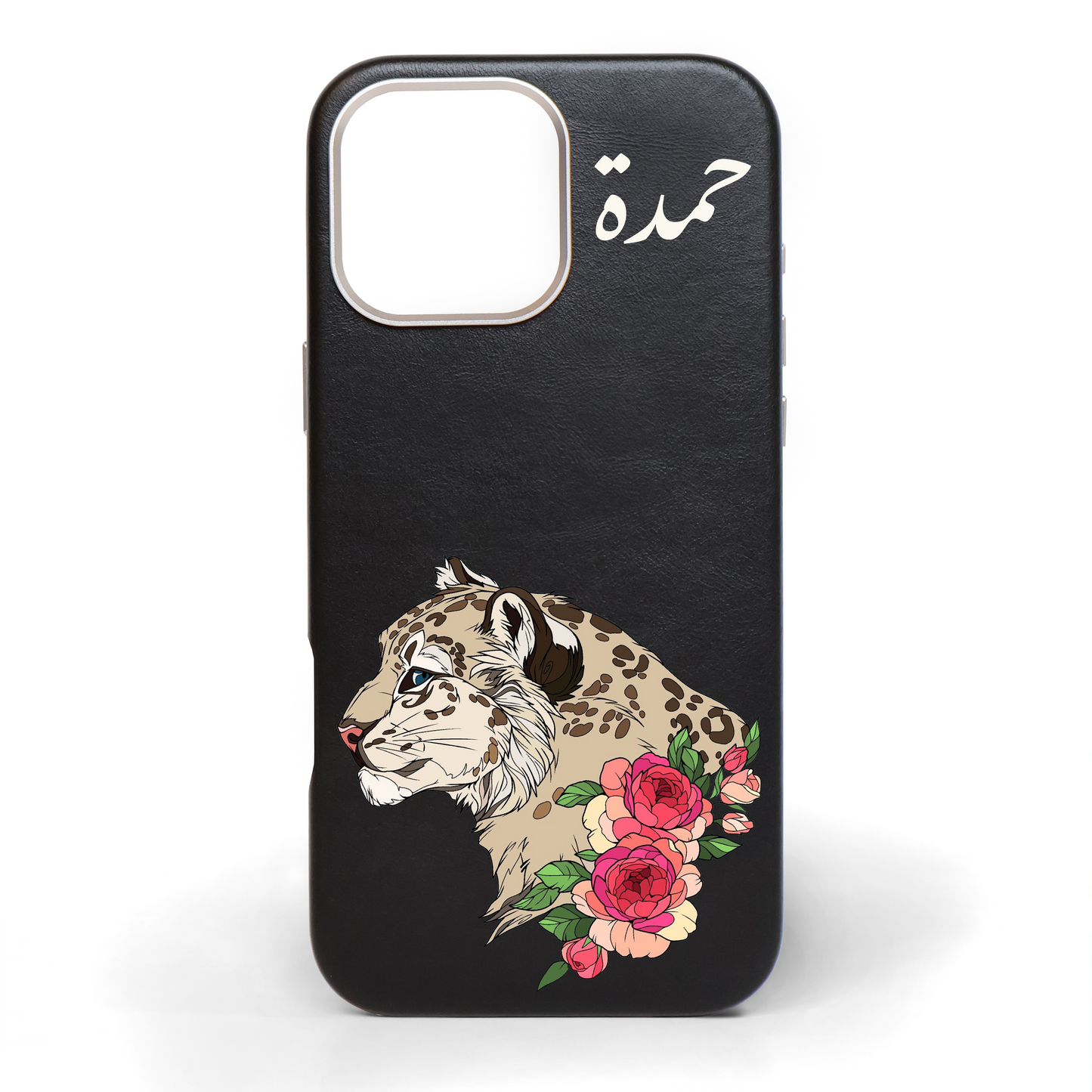 Leopard Grace Hand-Painted Leather Phone Case
