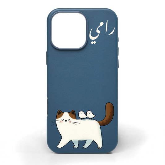 Purrfect Friends Hand-Painted Leather Phone Case