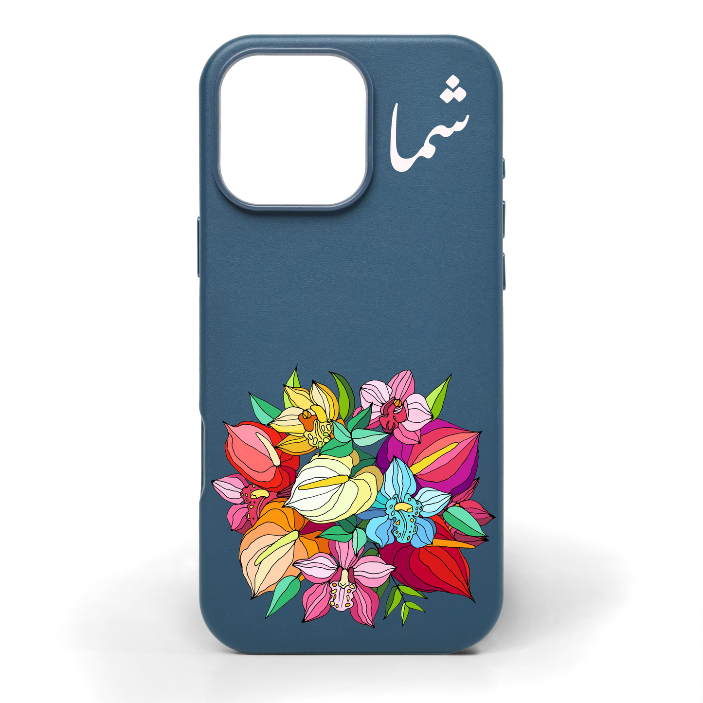 Orchid Bouquet Hand-Painted Leather Phone Case