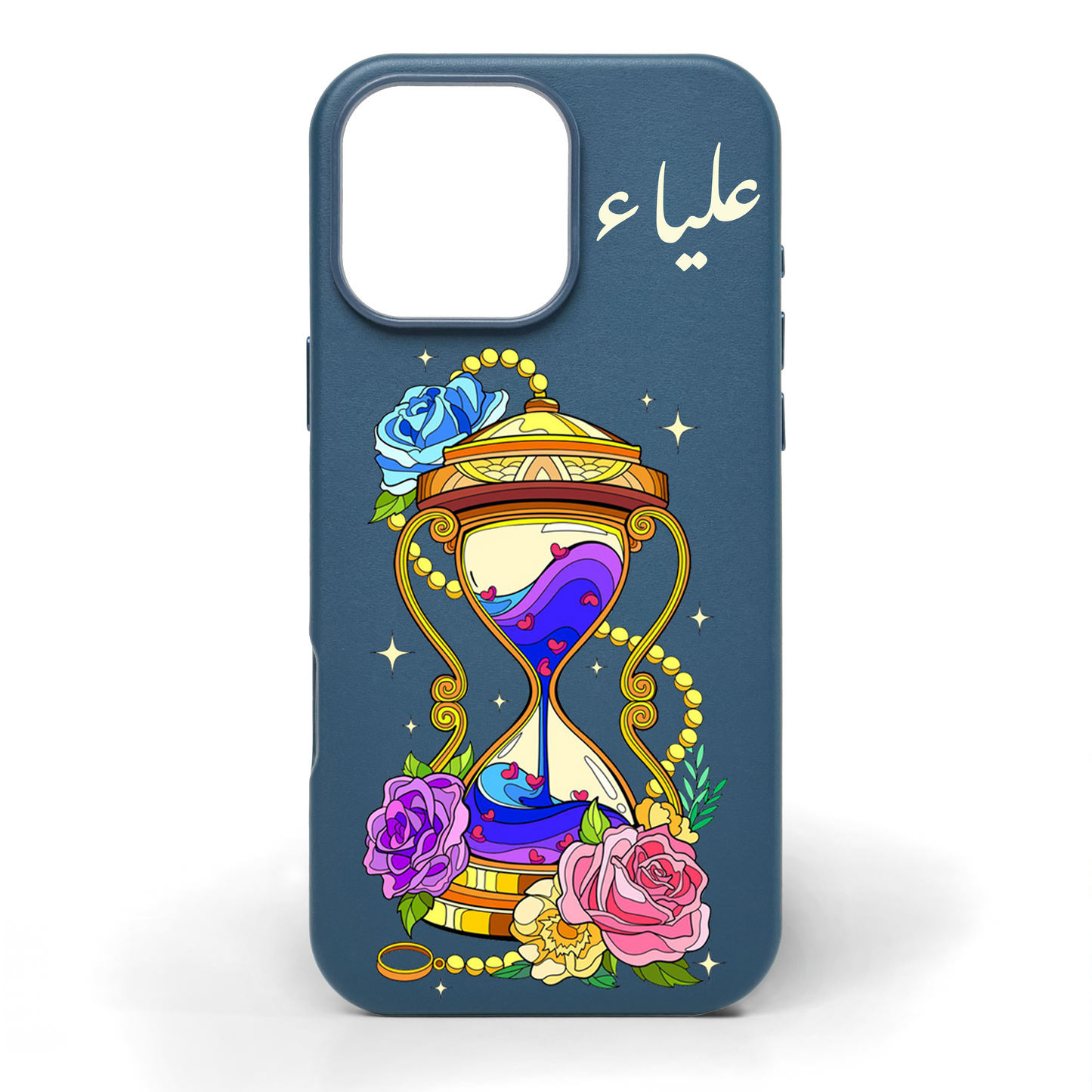 Hourglass of Love Hand-Painted Leather Phone Case