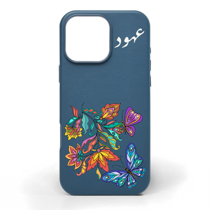 Wildflowers and Wings Hand-Painted Leather Phone Case