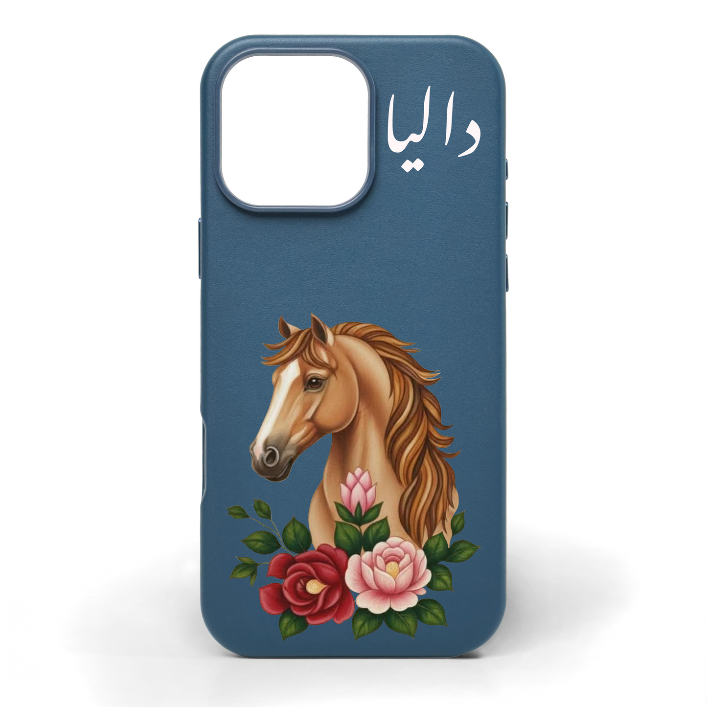 Golden Stallion Hand-Painted Leather Phone Case