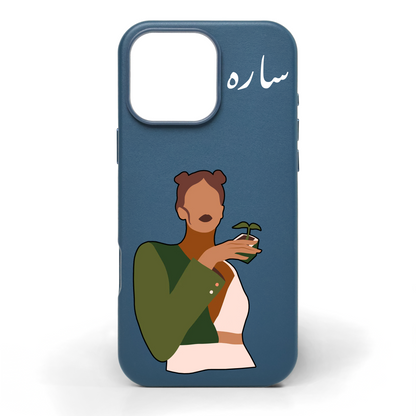 Her Hand-Painted Leather Phone Case
