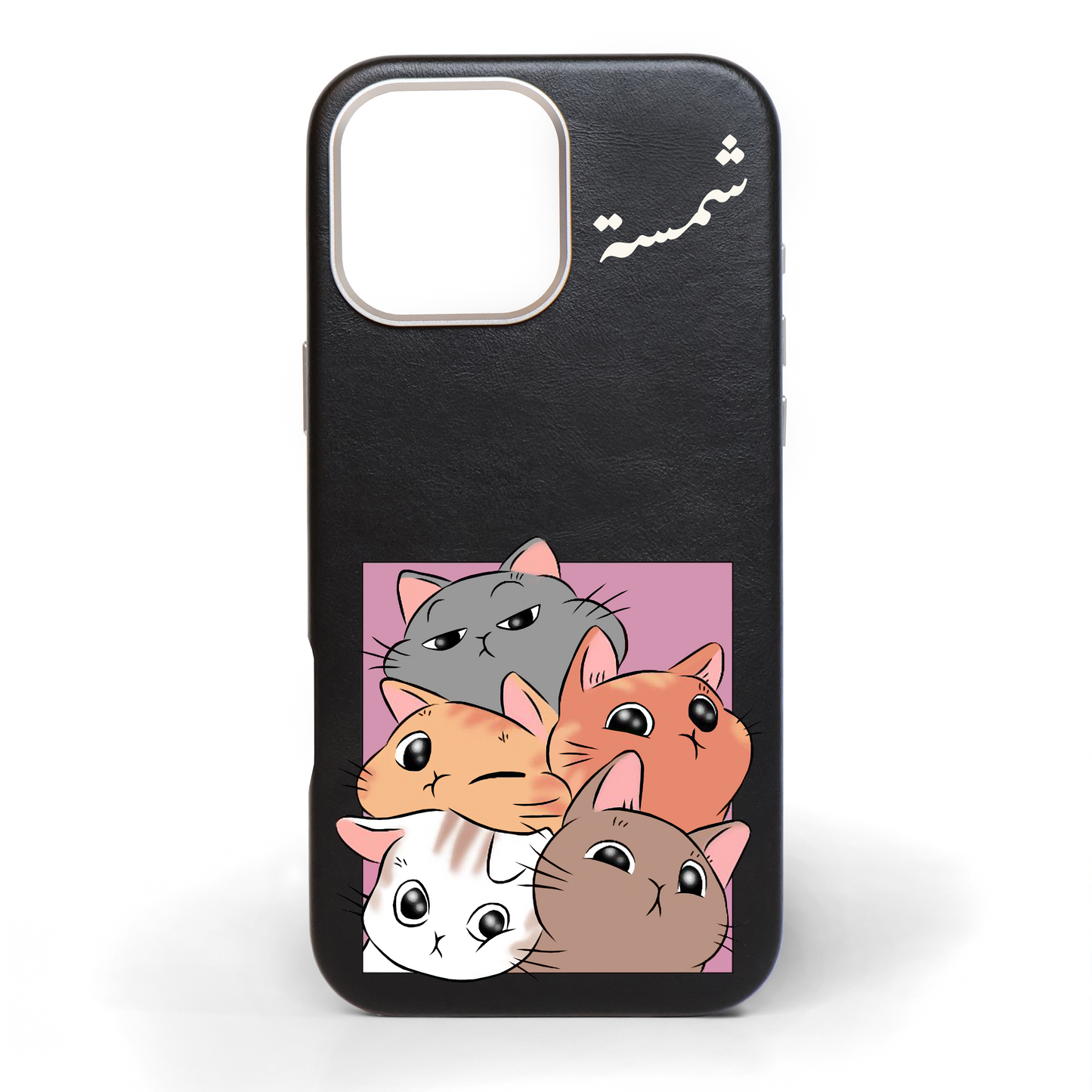 Cat Overload Cat Hand-Painted Leather Phone Case