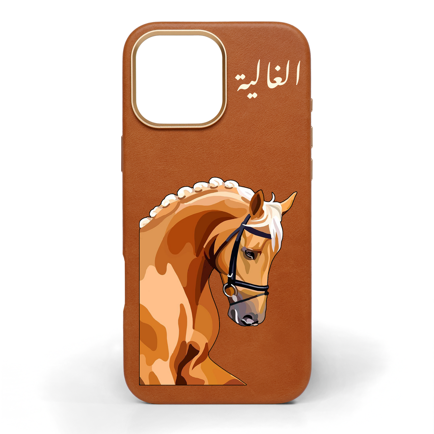 Golden Legacy Horse Hand-Painted Leather Phone Case